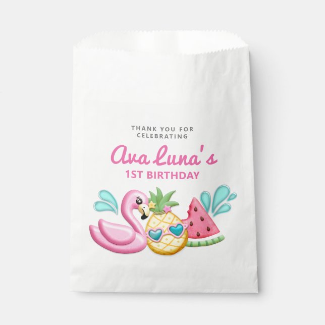 Summer Beach Girl Birthday Goody Geschenktütchen (Vorderseite)