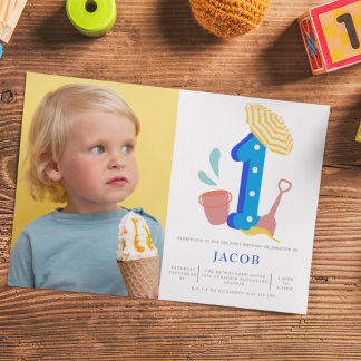 Summer Beach Girls 1. Geburtstag Foto Einladung