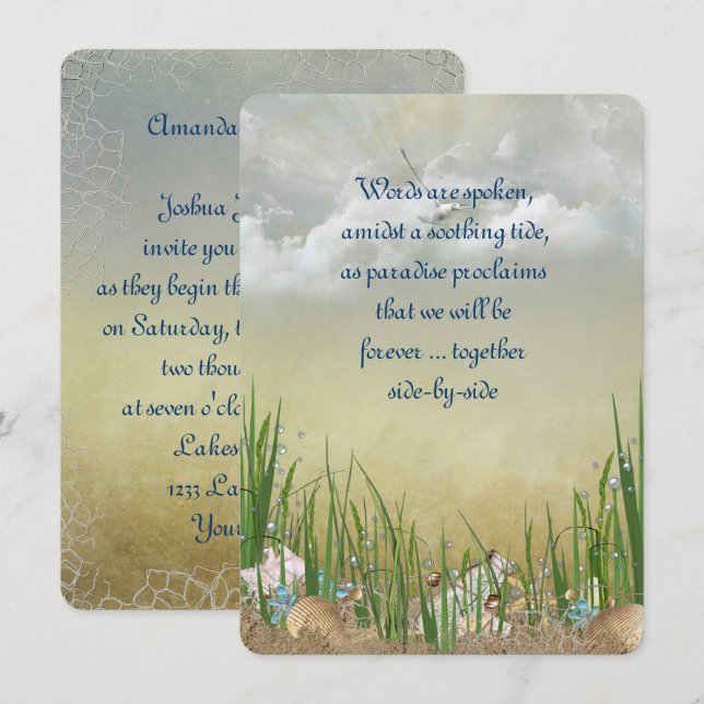 Summer Beach Hochzeit Einladung (Vorne/Hinten)