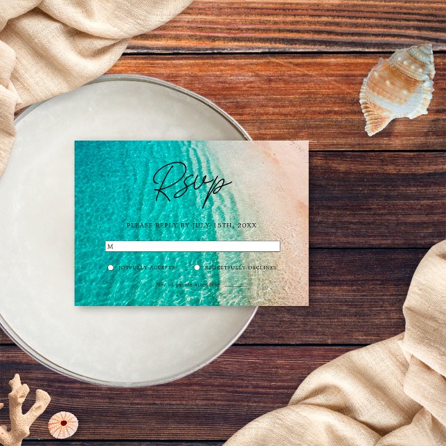 Summer Beach Hochzeit in Urlaubsort RSVP Karte (Von Creator hochgeladen)