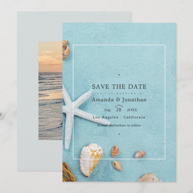 Summer Beach Hochzeit Save the Date (Vorne/Hinten)