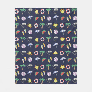 Summer Beach Holiday Blue Muster Fleecedecke