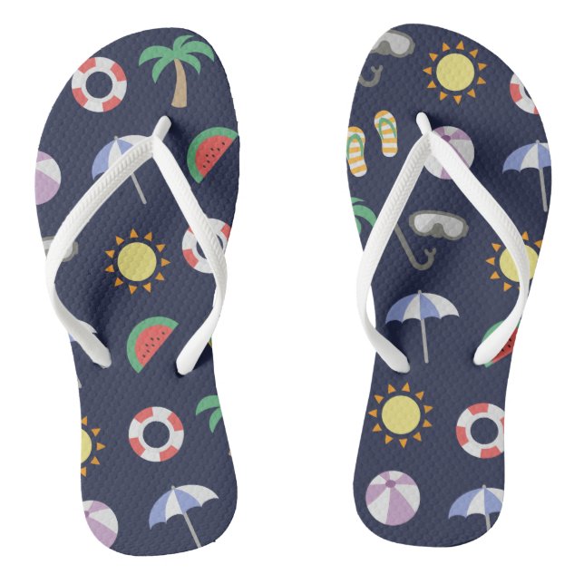 Summer Beach Holiday Blue Muster Flip Flops (Fußbett)