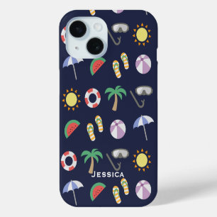 Summer Beach Holiday Blue Muster Personalisiert Case-Mate iPhone Hülle