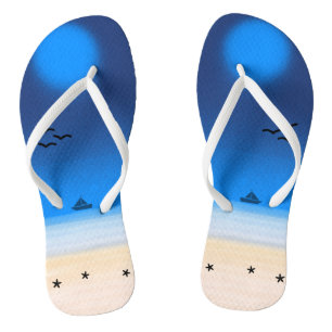 Summer Beach Midnight Blue Flip Flops