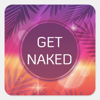 Summer Beach Night Palm Naked Quadratischer Aufkleber