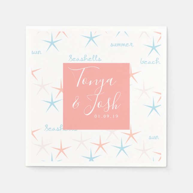 Summer Beach Ocean Starfish Abstrakt Serviette (Vorderseite)