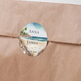 Summer Beach Ocean Tropical Hochzeit in Urlaubsort Runder Aufkleber