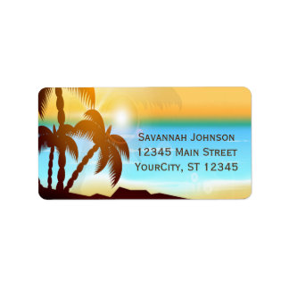 Summer Beach Palm Trees Custom Address Labels Adressaufkleber