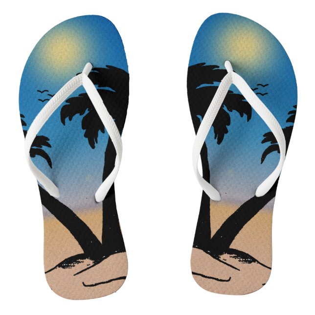 Summer Beach Palm Trees Flip Flops (Fußbett)