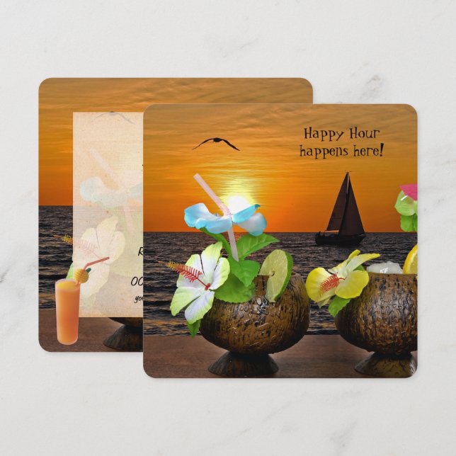 Summer Beach Party laden Einladung (Vorne/Hinten)