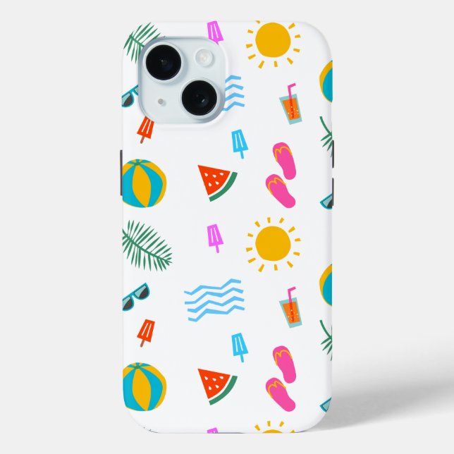 Summer Beach Pattern IPhone 15 Fall Case-Mate iPhone Hülle (Rückseite)