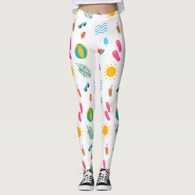 Summer Beach Pattern Leggings (Vorderseite)