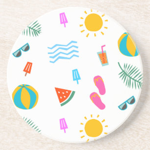 Summer Beach Pattern Sandstone Untersetzer