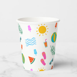 Summer Beach Patterns Paper Cups Pappbecher