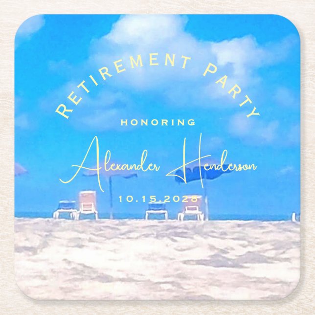 Summer Beach Retirement Party Cocktail Rechteckiger Pappuntersetzer (Vorderseite)