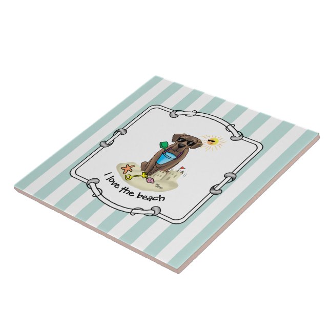 Summer Beach Schokolade Labrador Hund Labrador Ret Fliese (Seite)