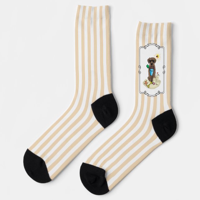 Summer Beach Schokolade Labrador Hund Labrador Ret Socken (Linkes Detail)
