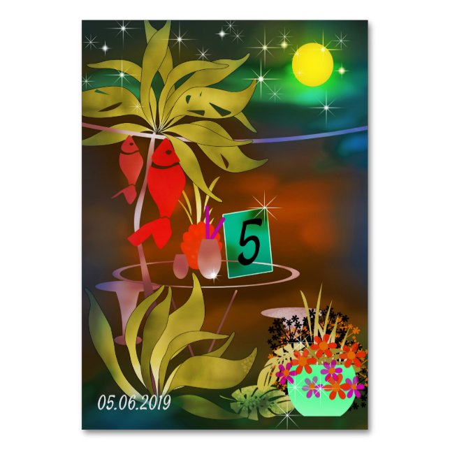 Summer Beach Sea Café Bar Cocktail Party Tischnummer (Vorderseite)