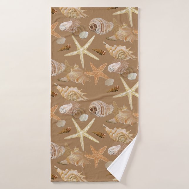 Summer Beach Seashell Kollektion Wasserfarben Kuns Badehandtuch (Badehandtuch)