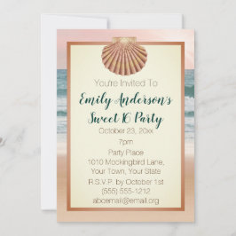 Summer Beach Seashell Pink Sunset Sweet 16 Einladung