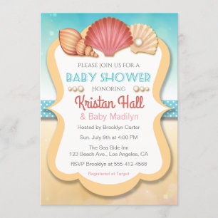 Summer Beach Shell Baby shower Invitation