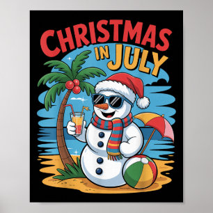 Summer Beach Snowman Weihnachten im Juli Funny Alo Poster