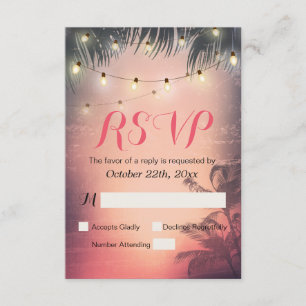 Summer Beach Sunset & String Light UAWG Repcard RSVP Karte