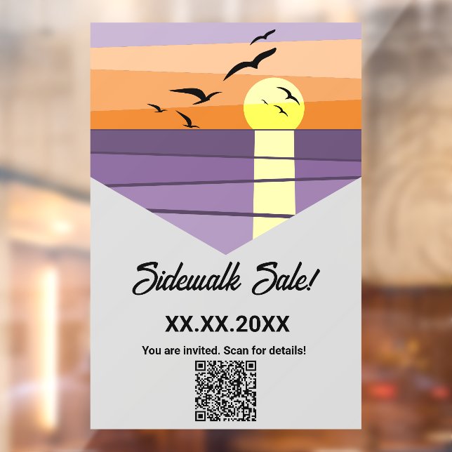 Summer Beach Sunset Stylisierte Event QR Code Fensteraufkleber (Blatt 2)