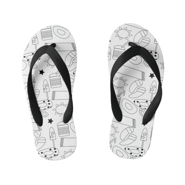 Summer Beach Thema Konturen Muster Kinderbadesandalen (Fußbett)