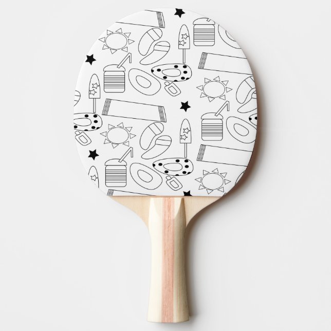 Summer Beach Thema Konturen Muster Tischtennis Schläger (Vorderseite)