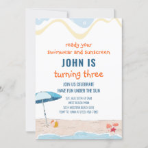 Summer Beach Thème Anniversaire Invitation