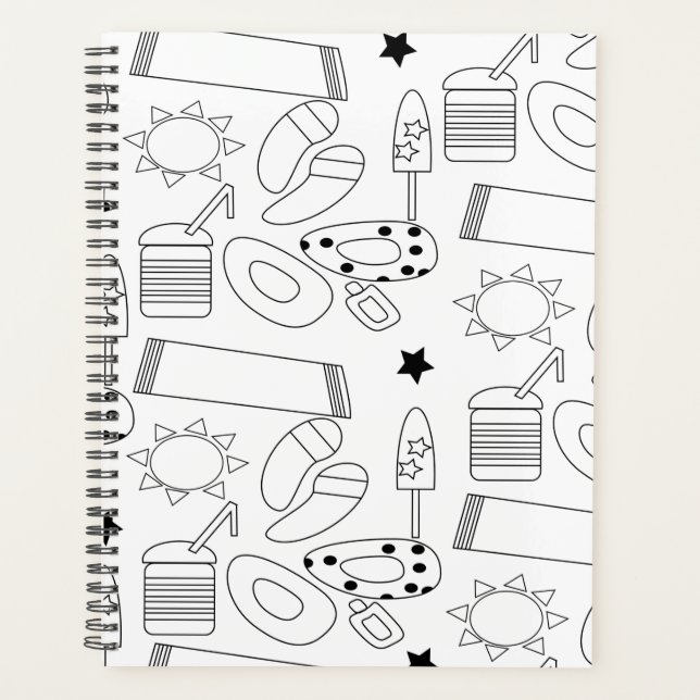Summer Beach Theme Konturen Muster-Notebook Planer (Vorderseite)