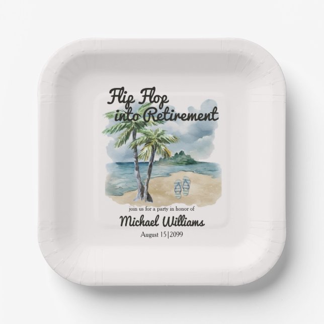 Summer Beach Themed Gedreht Flop Retirement Party Pappteller (Vorderseite)