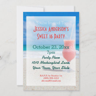 Summer Beach Tropical Sweet 16 Geburtstag Einladung