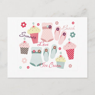 Summer Beach und Ice Cream Cones Postkarte