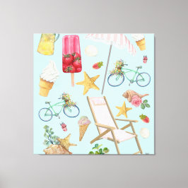 Summer Beach Vibes auf Blue Leinwanddruck