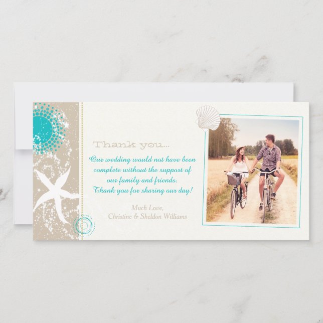 Summer Beach Wedding Celebration Foto von Thank Yo Dankeskarte (Vorderseite)
