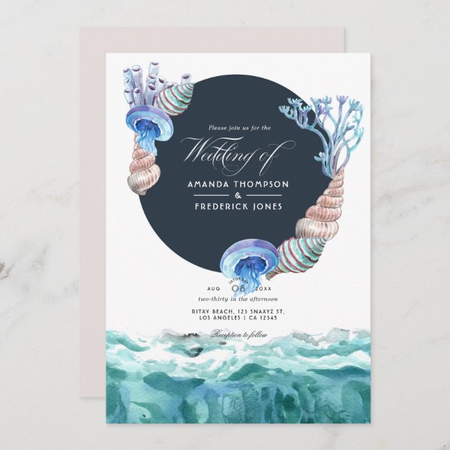 Summer Beach Wedding Invitation (Devant / Derrière)