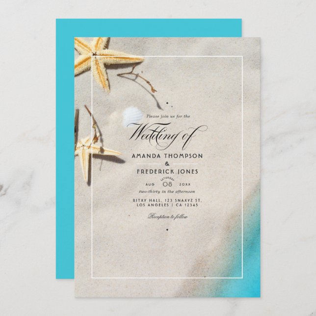 Summer Beach Wedding Invitation (Devant / Derrière)