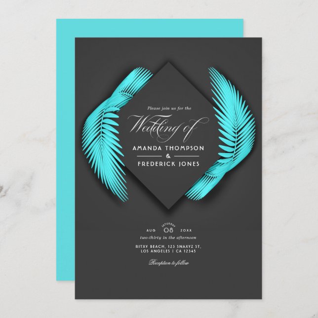 Summer Beach Wedding Invitation (Devant / Derrière)