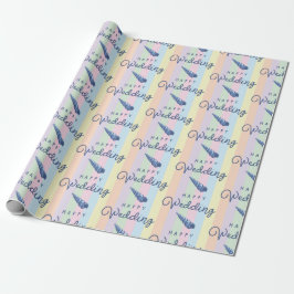 Summer Beach Wedding Ocean Seashell Rainbow Stripe Geschenkpapier