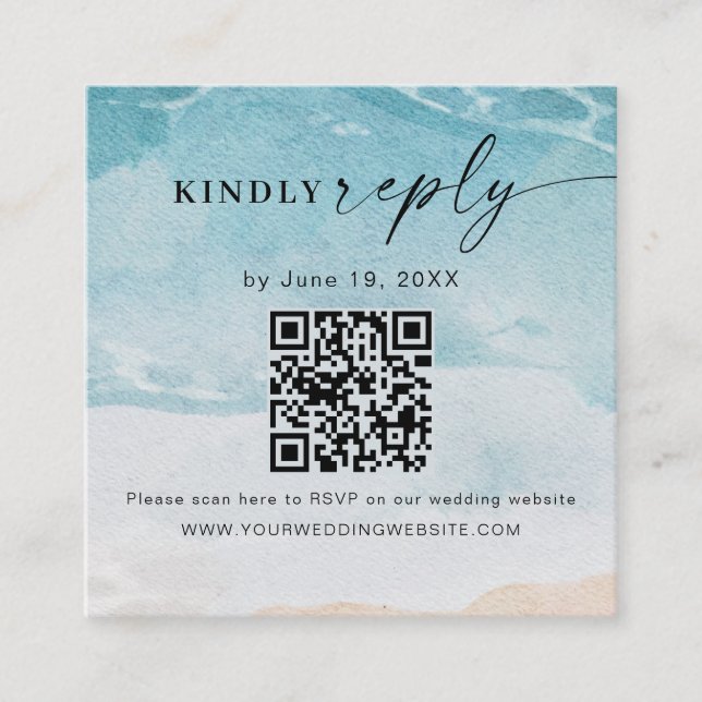 Summer Beach Wedding QR Code UAWG Enclosure Card Begleitkarte (Vorderseite)