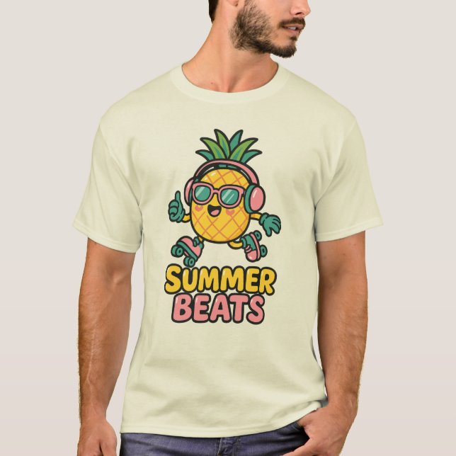 Summer Beats – Cute Pineapple with Headphones T-Shirt (Vorderseite)