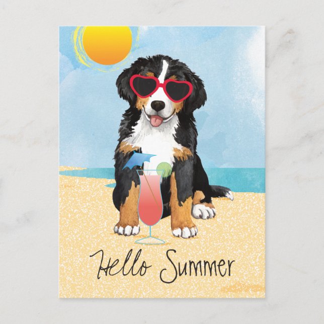Summer Bernese Mountain Dog Postkarte (Vorderseite)