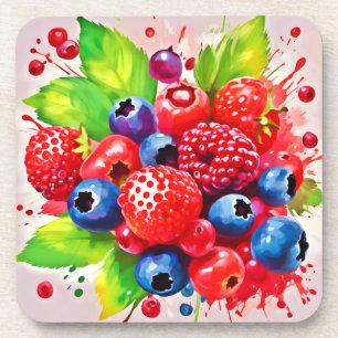 Summer Berry Splash Design Getränkeuntersetzer