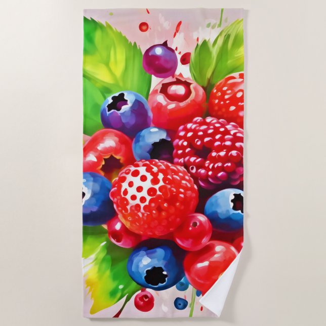 Summer Berry Splash Design Strandtuch (Vorderseite)