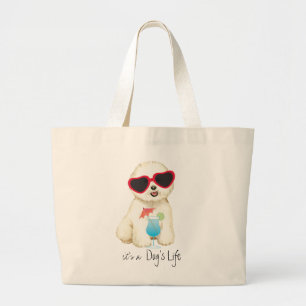 Summer Bichon Frise Jumbo Stoffbeutel
