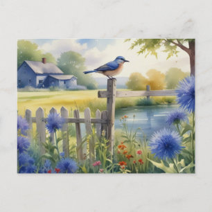 Summer Bird Nature House Postcard Wasserfarbe Postkarte