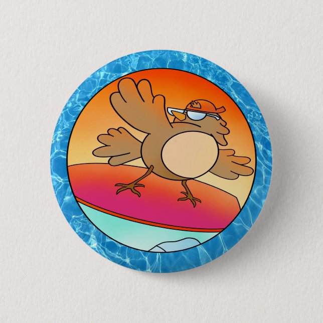 Summer Bird Surfer Button (Vorderseite)